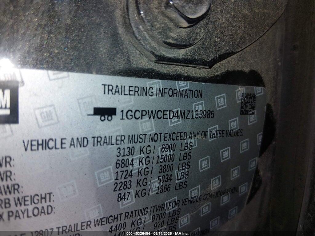 1GCPWCED4MZ133985 2021 CHEVROLET SILVERADO 1500 photo no. 9
