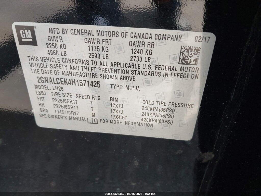 2GNALCEK4H1571425 2017 CHEVROLET EQUINOX photo no. 9