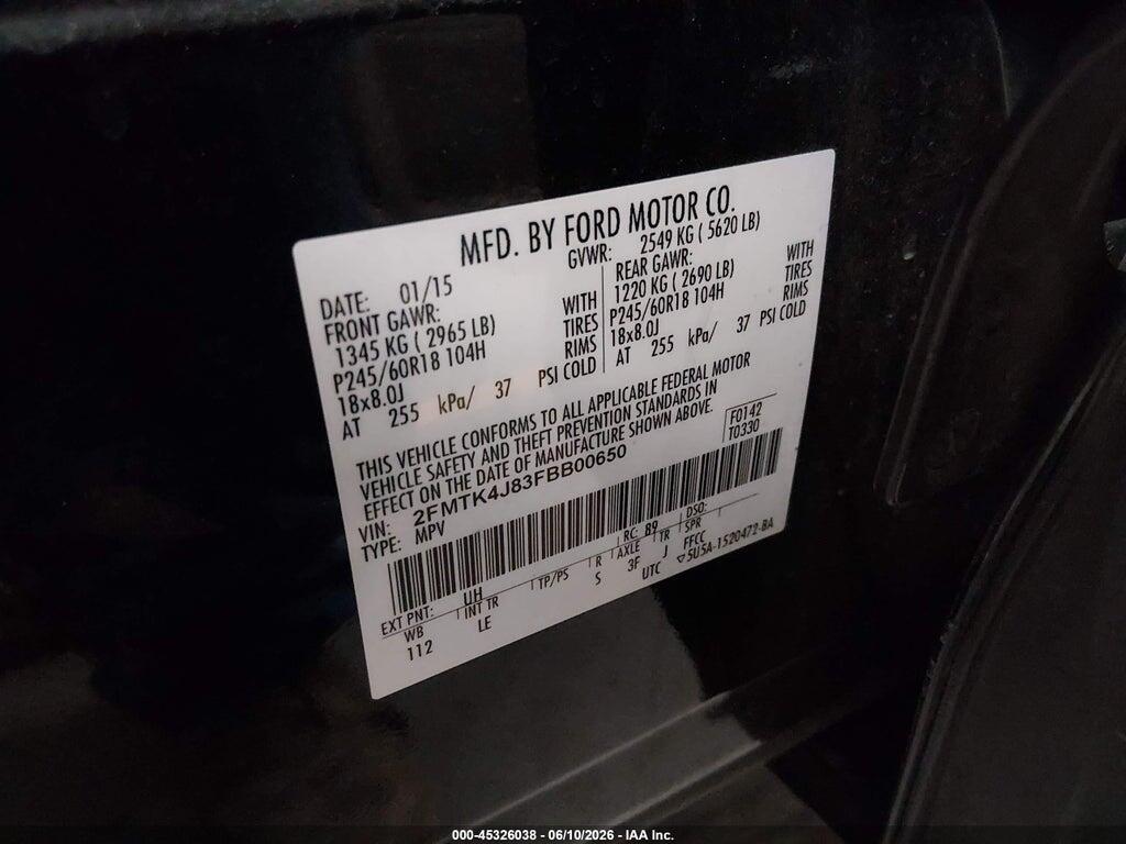 2FMTK4J83FBB00650 2015 FORD EDGE photo no. 9