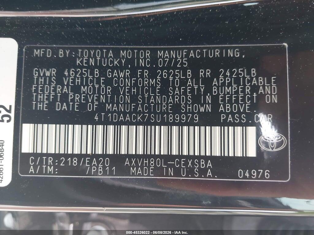 4T1DAACK7SU189979 2025 TOYOTA CAMRY photo no. 9