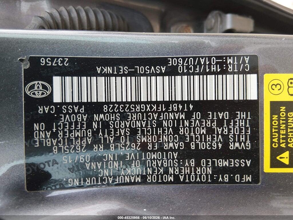 4T4BF1FKXGR523228 2016 TOYOTA CAMRY photo no. 9