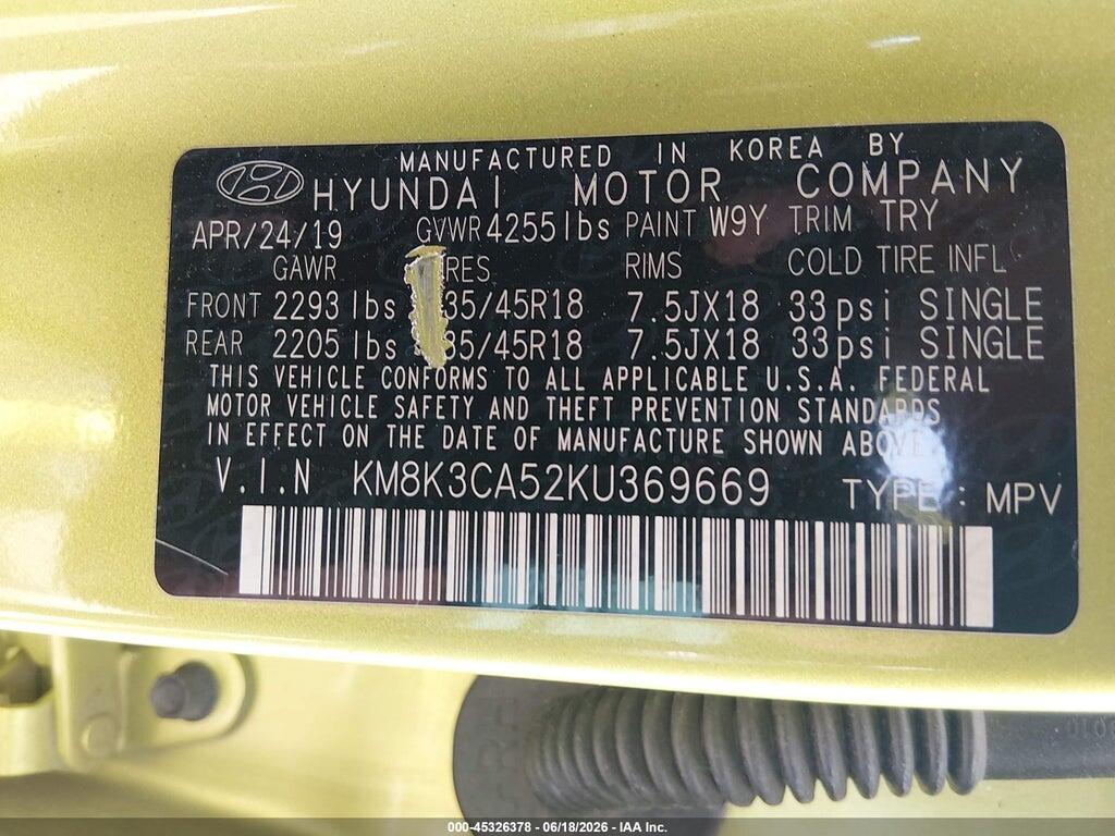 KM8K3CA52KU369669 2019 HYUNDAI KONA photo no. 9