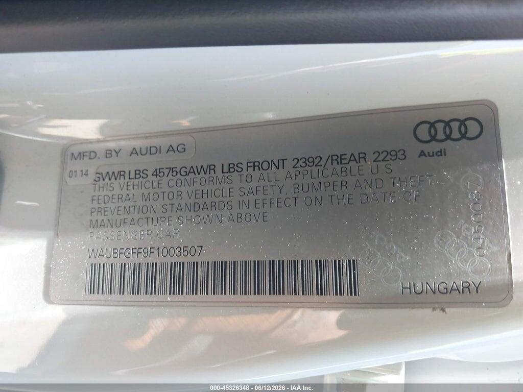WAUBFGFF9F1003507 2015 AUDI A3 photo no. 9