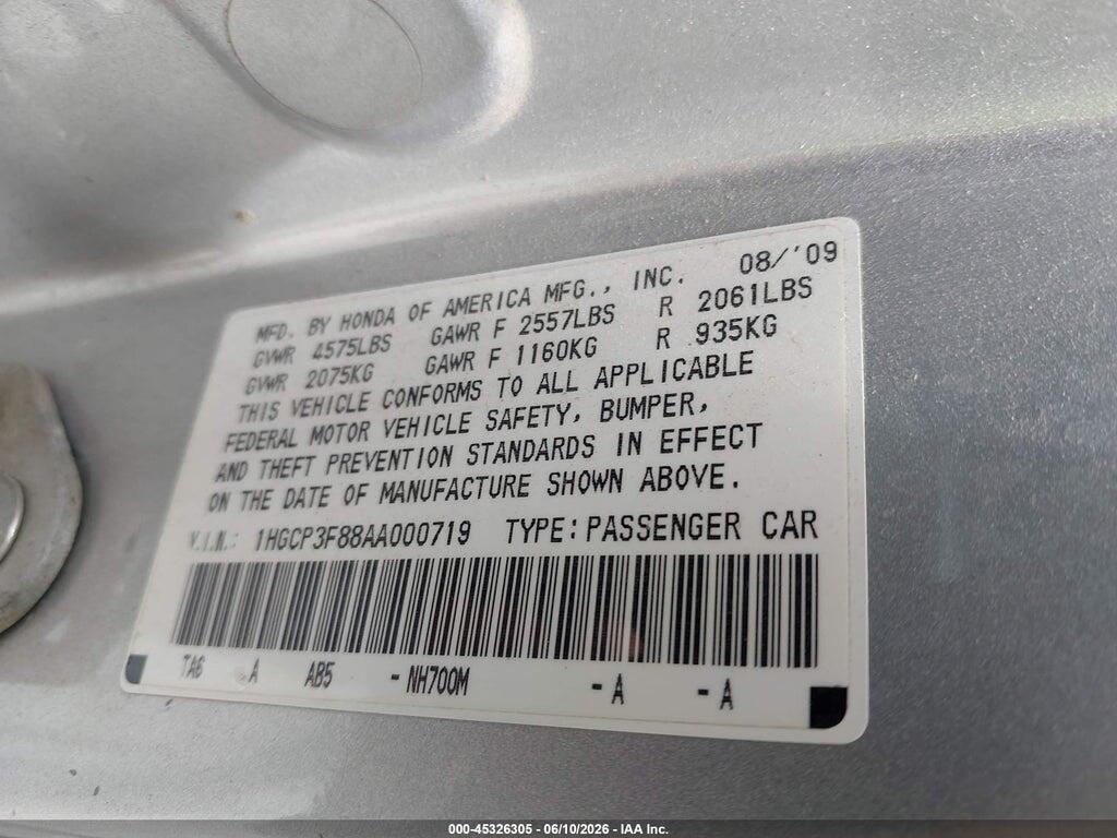 1HGCP3F88AA000719 2010 HONDA ACCORD photo no. 9