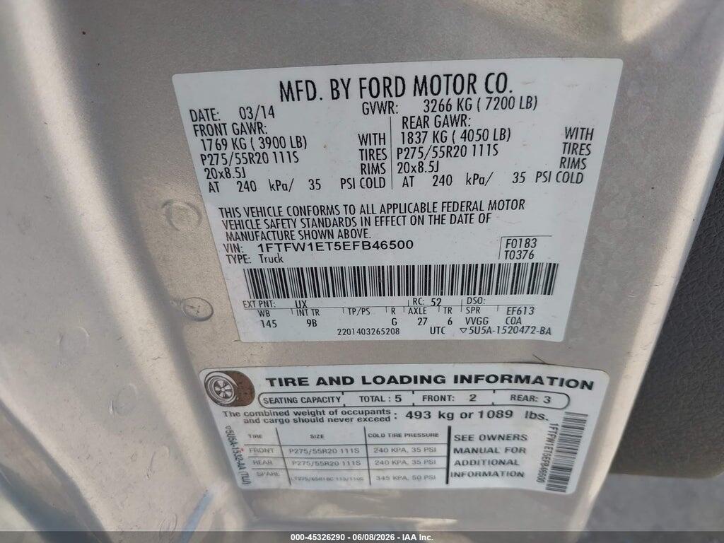 1FTFW1ET5EFB46500 2014 FORD F-150 photo no. 9