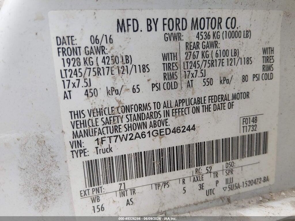1FT7W2A61GED46244 2016 FORD F-250 photo no. 9