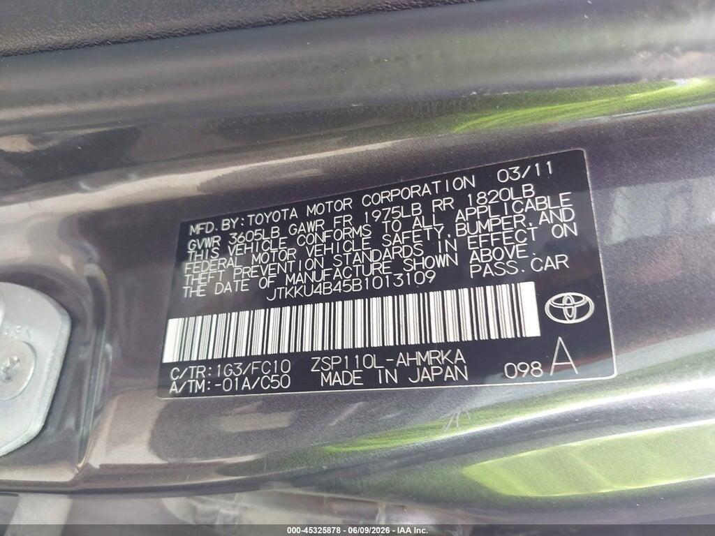 JTKKU4B45B1013109 2011 SCION XD photo no. 9