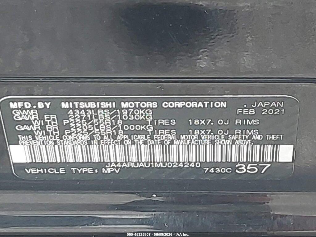 JA4ARUAU1MU024240 2021 MITSUBISHI OUTLANDER SPORT photo no. 9