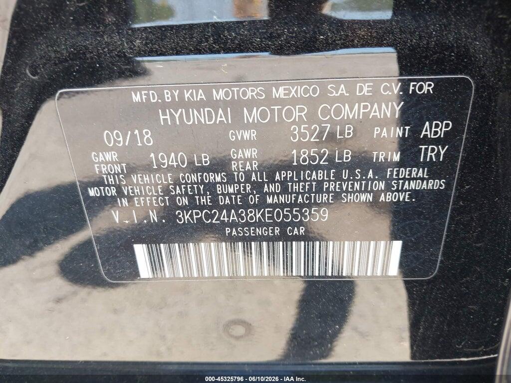 3KPC24A38KE055359 2019 HYUNDAI ACCENT photo no. 9