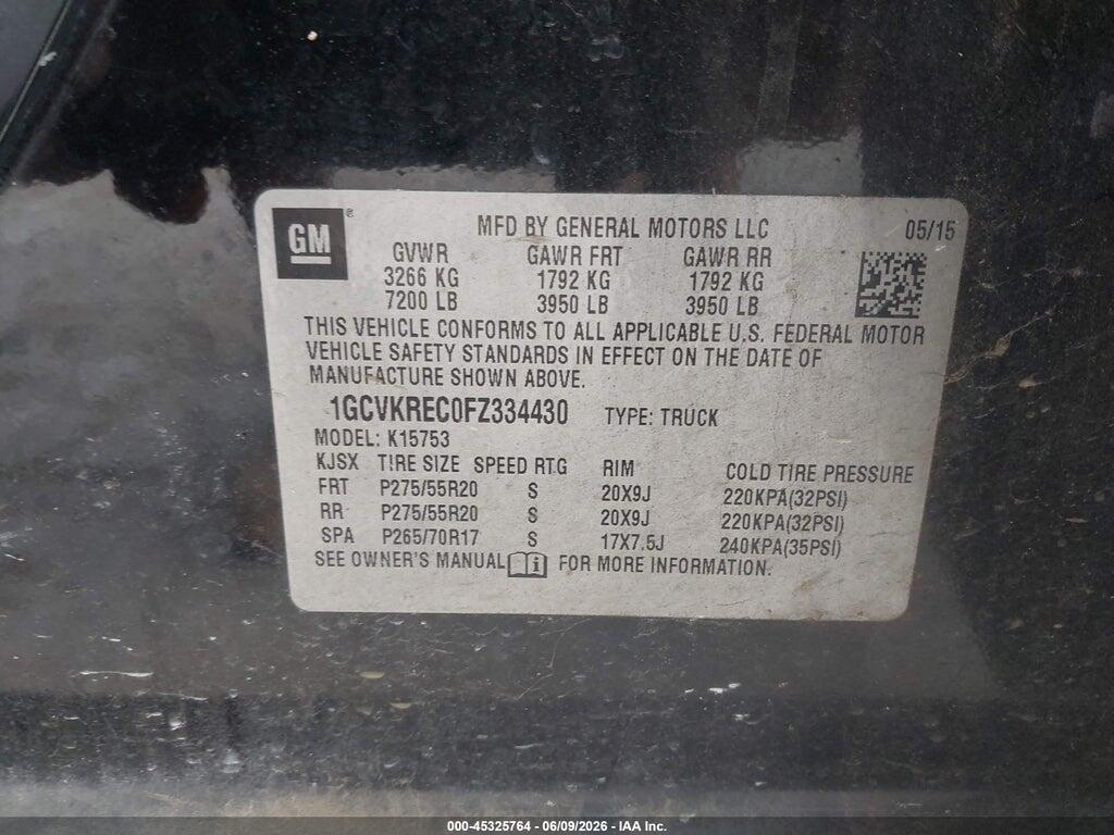 1GCVKREC0FZ334430 2015 CHEVROLET SILVERADO 1500 photo no. 9