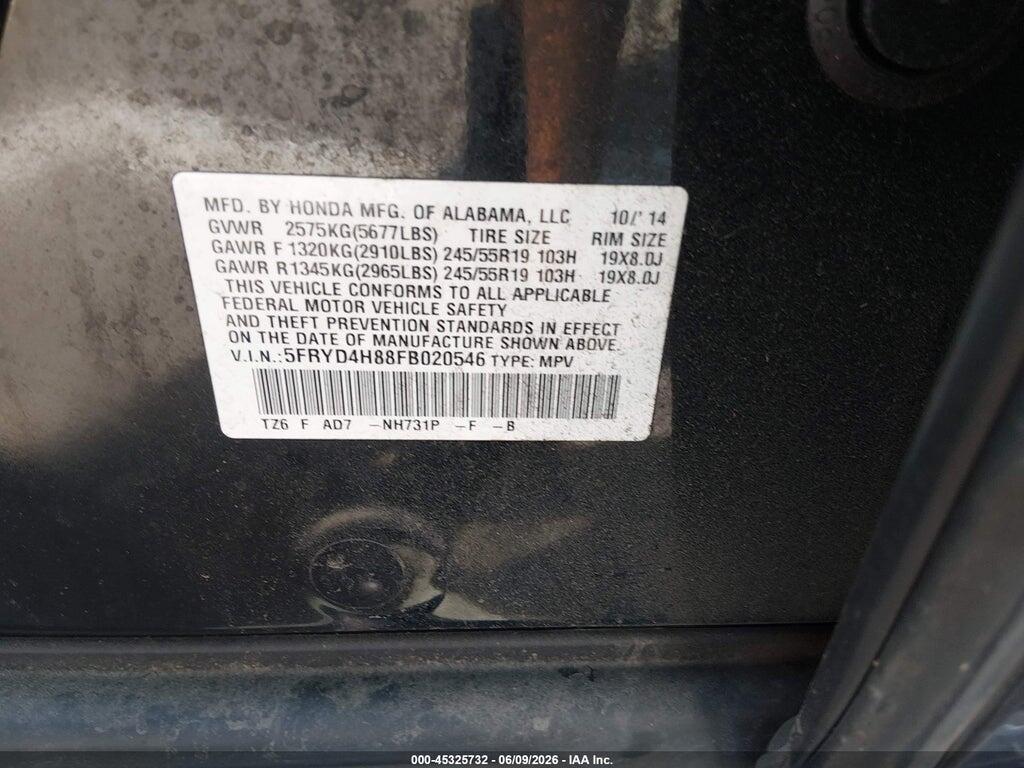 5FRYD4H88FB020546 2015 ACURA MDX photo no. 9