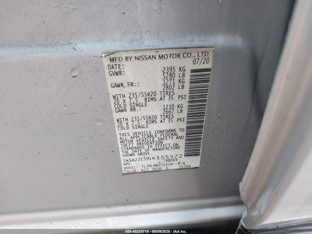 5N1AZ2CS9LN155572 2020 NISSAN MURANO photo no. 9