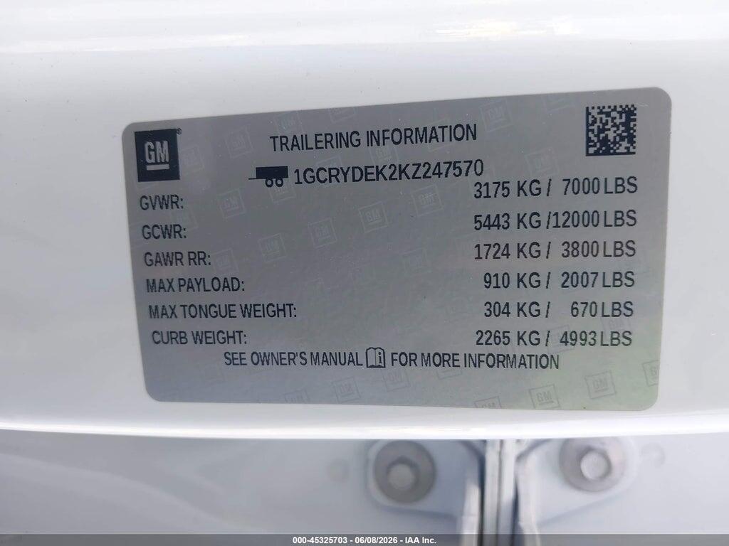 1GCRYDEK2KZ247570 2019 CHEVROLET SILVERADO 1500 photo no. 9