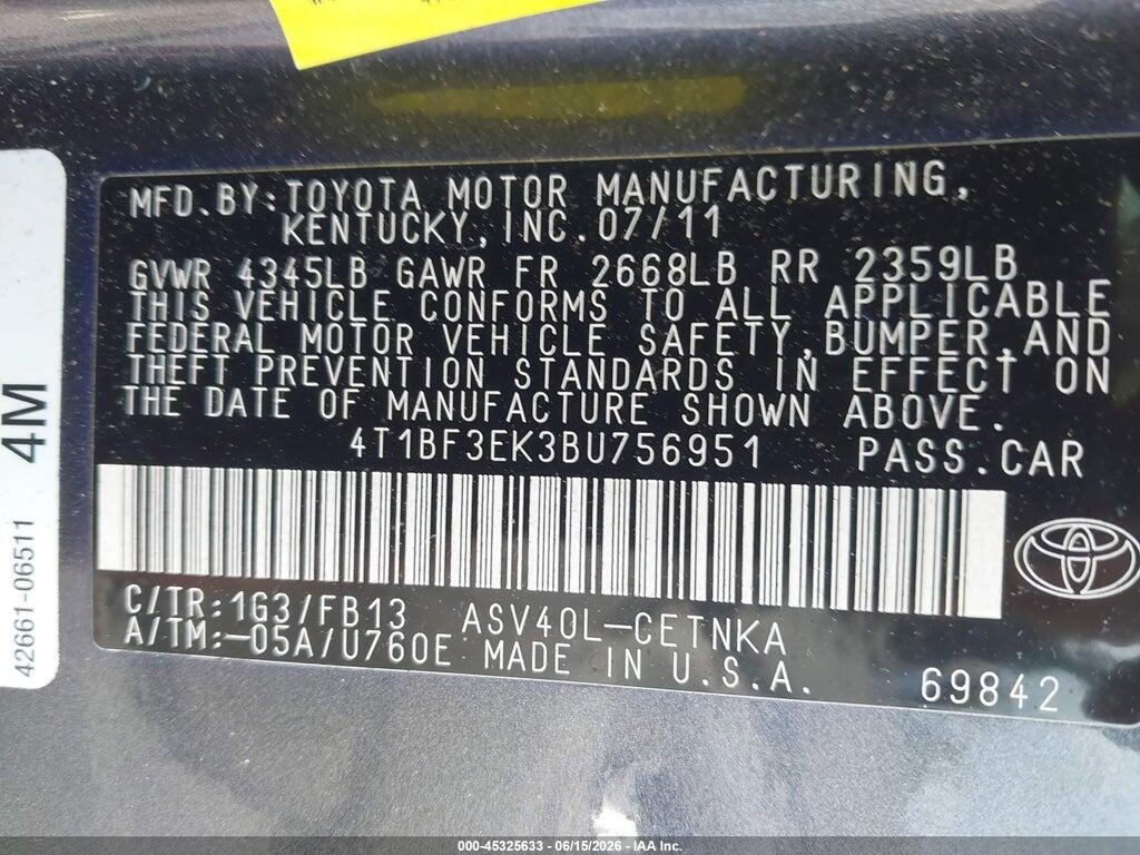 4T1BF3EK3BU756951 2011 TOYOTA CAMRY photo no. 9