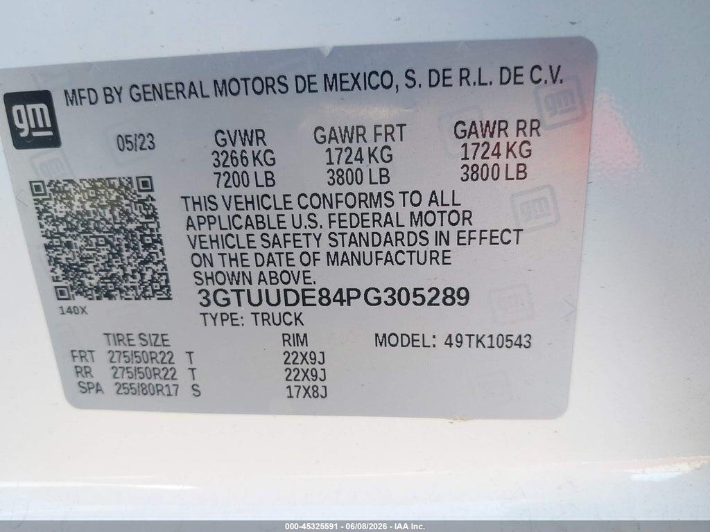 3GTUUDE84PG305289 2023 GMC SIERRA 1500 photo no. 9