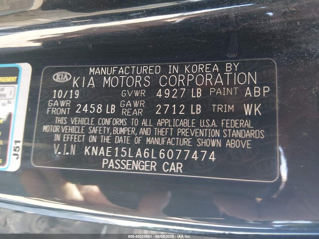 KNAE15LA6L6077474 2020 KIA STINGER photo no. 9