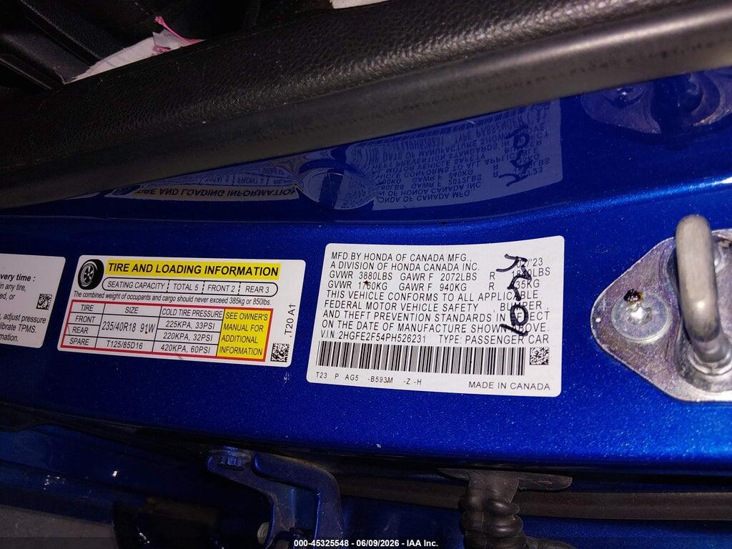 2HGFE2F54PH526231 2023 HONDA CIVIC photo no. 9