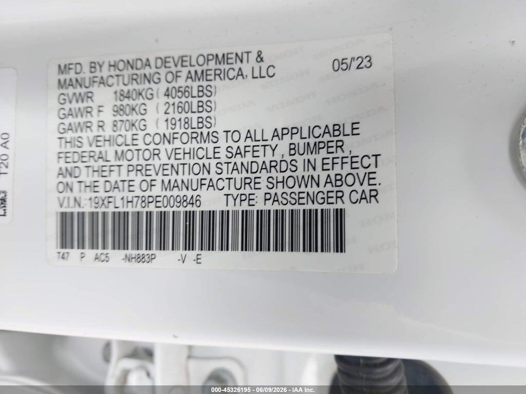 19XFL1H78PE009846 2023 HONDA CIVIC photo no. 9
