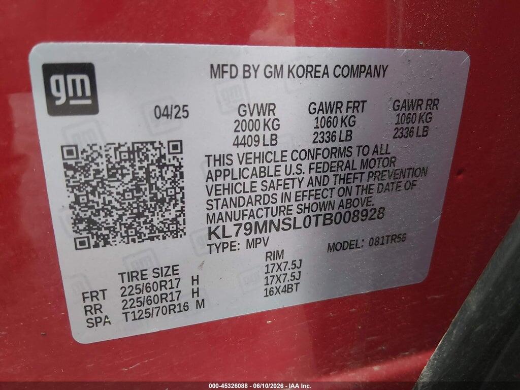 KL79MNSL0TB008928 2026 CHEVROLET TRAILBLAZER photo no. 9