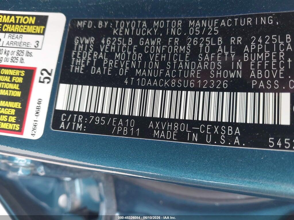 4T1DAACK8SU612326 2025 TOYOTA CAMRY photo no. 9