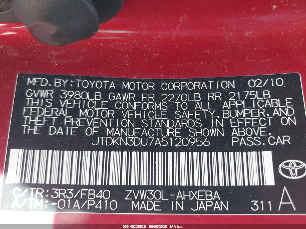 JTDKN3DU7A5120956 2010 TOYOTA PRIUS photo no. 9