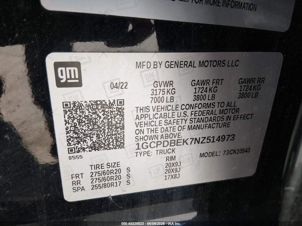 1GCPDBEK7NZ514973 2022 CHEVROLET SILVERADO 1500 photo no. 9