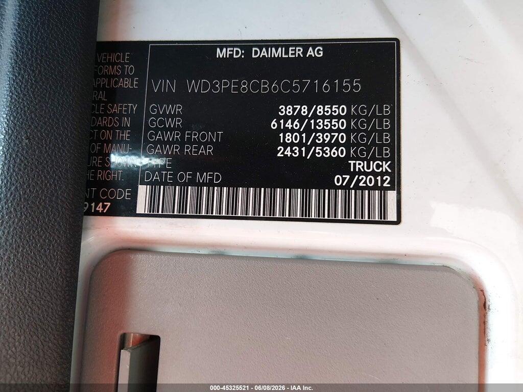 WD3PE8CB6C5716155 2012 MERCEDES-BENZ SPRINTER 2500 photo no. 9