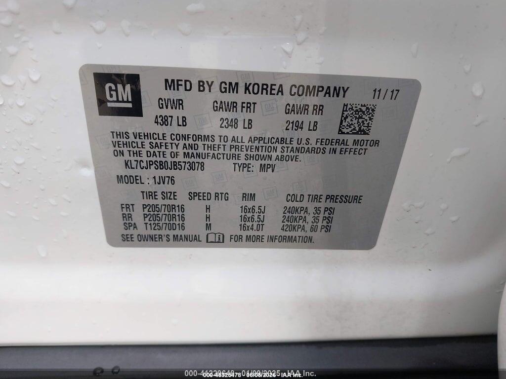 KL7CJPSB0JB573078 2018 CHEVROLET TRAX photo no. 9