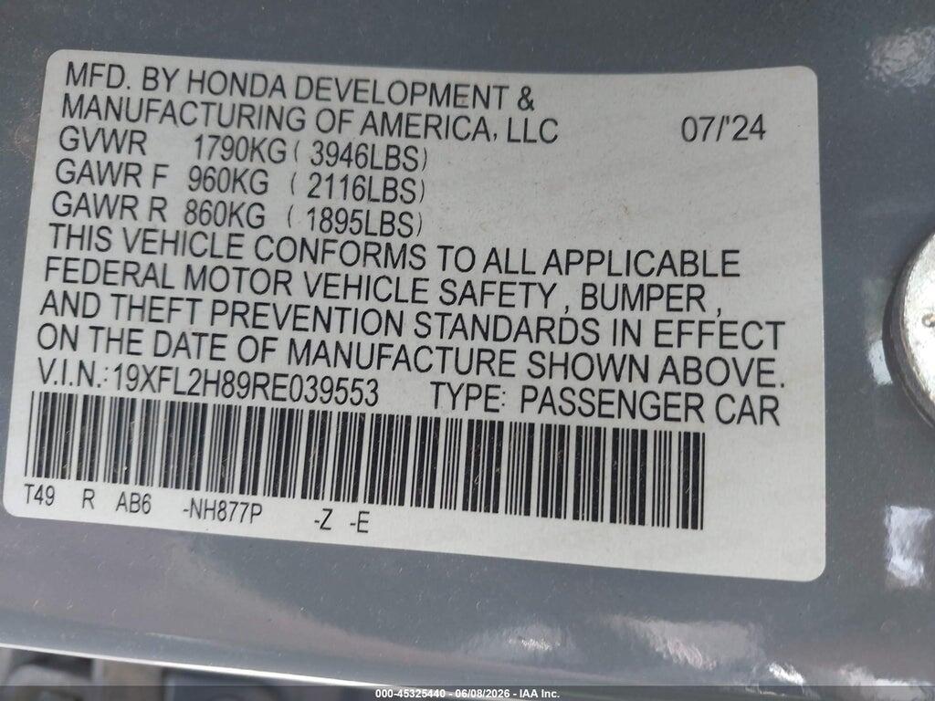 19XFL2H89RE039553 2024 HONDA CIVIC photo no. 9