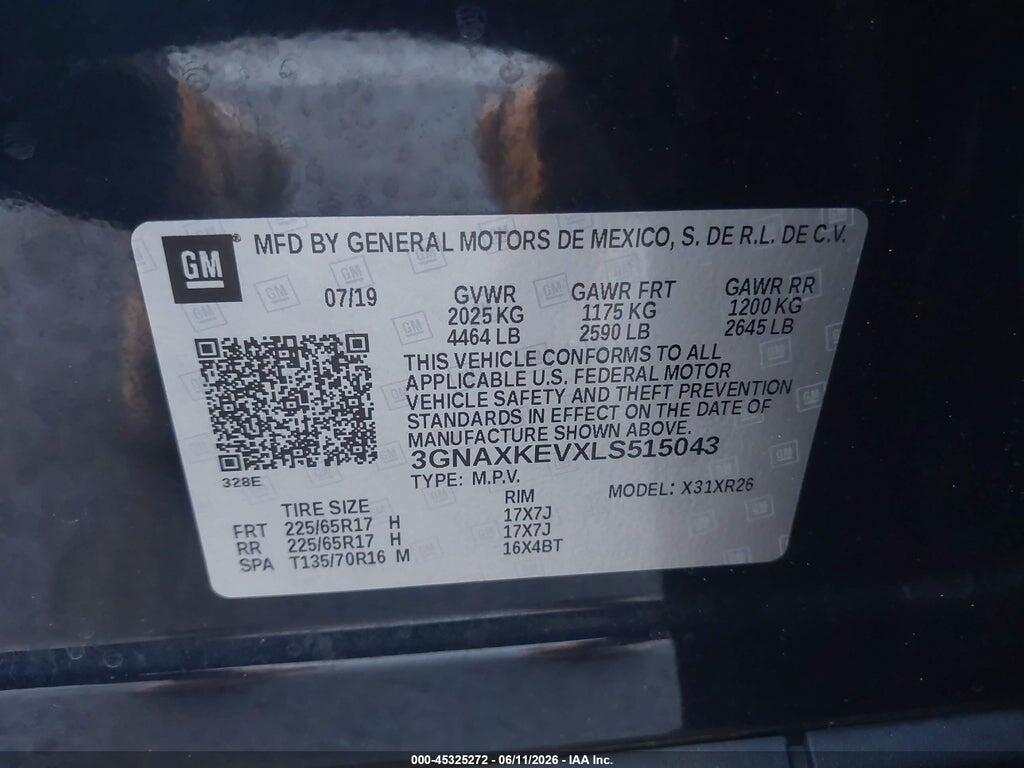 3GNAXKEVXLS515043 2020 CHEVROLET EQUINOX photo no. 9