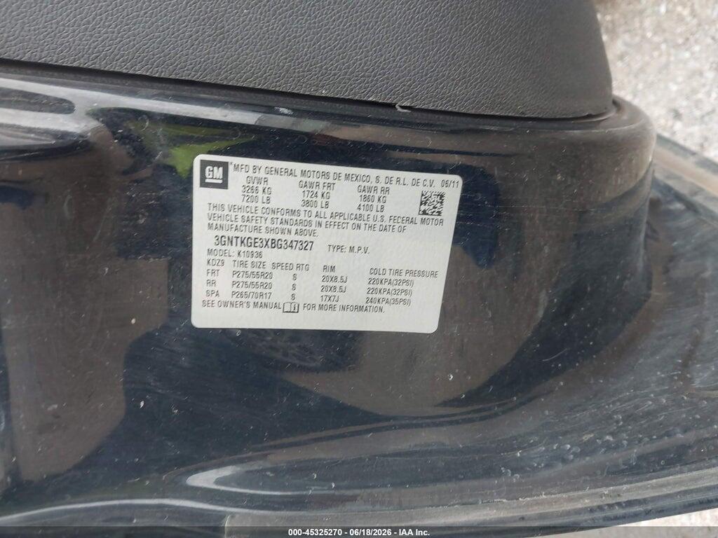 3GNTKGE3XBG347327 2011 CHEVROLET AVALANCHE 1500 photo no. 9