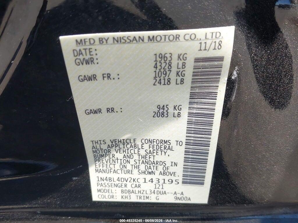1N4BL4DV2KC143195 2019 NISSAN ALTIMA photo no. 9