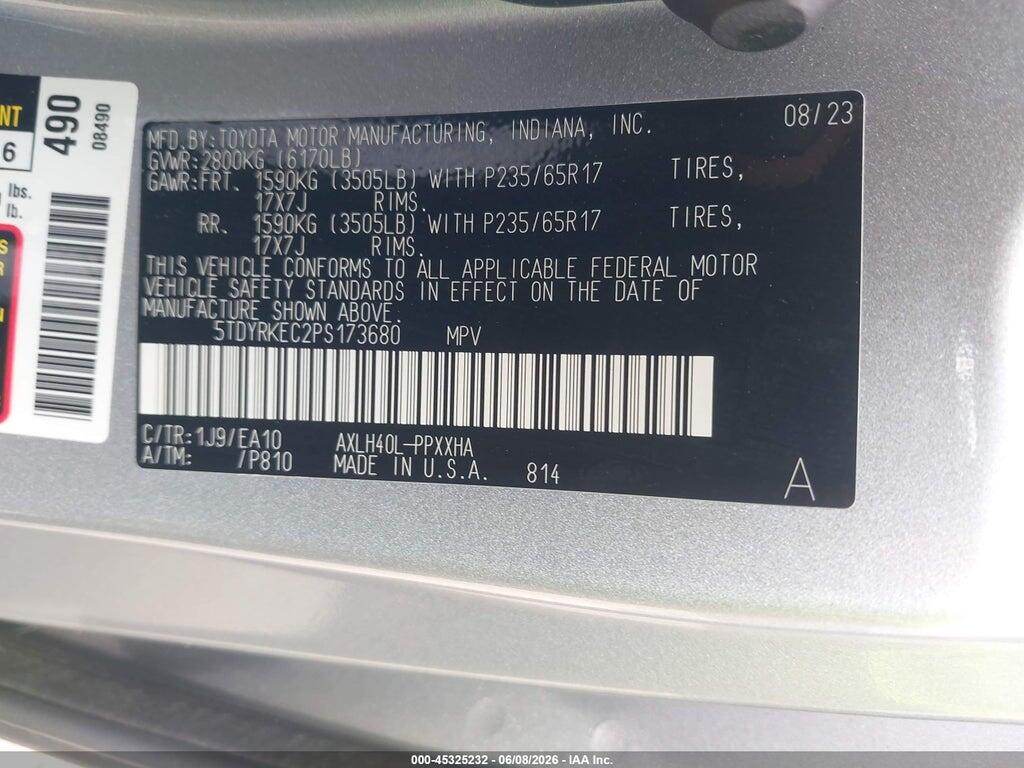 5TDYRKEC2PS173680 2023 TOYOTA SIENNA photo no. 9