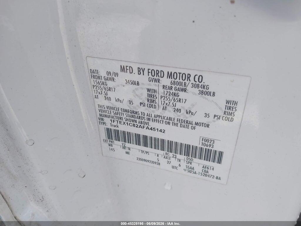 1FTEX1C82AFA45142 2010 FORD F-150 photo no. 9