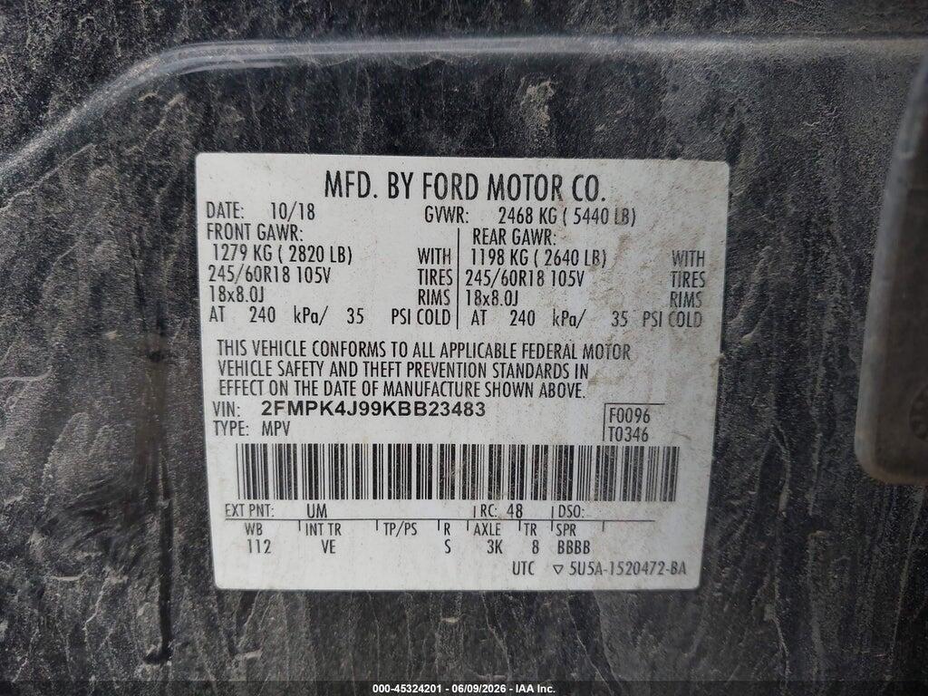 2FMPK4J99KBB23483 2019 FORD EDGE photo no. 9