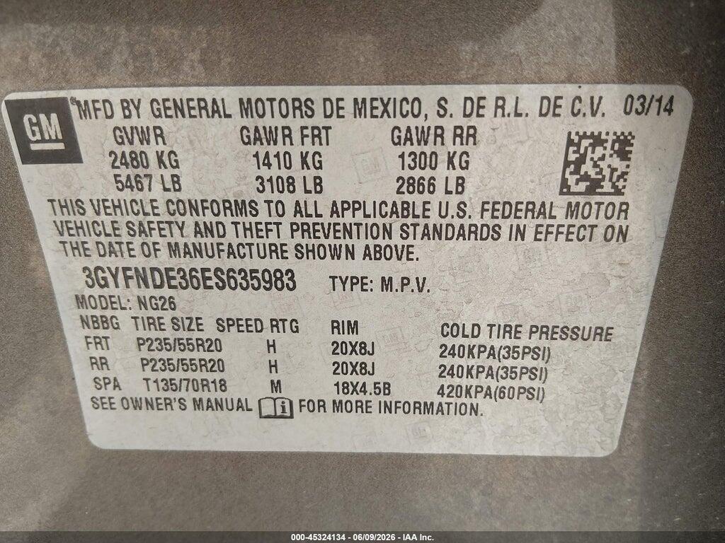 3GYFNDE36ES635983 2014 CADILLAC SRX photo no. 9
