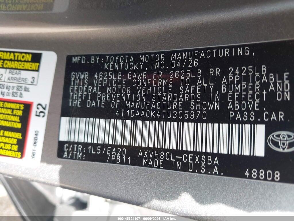 4T1DAACK4TU306970 2026 TOYOTA CAMRY photo no. 9