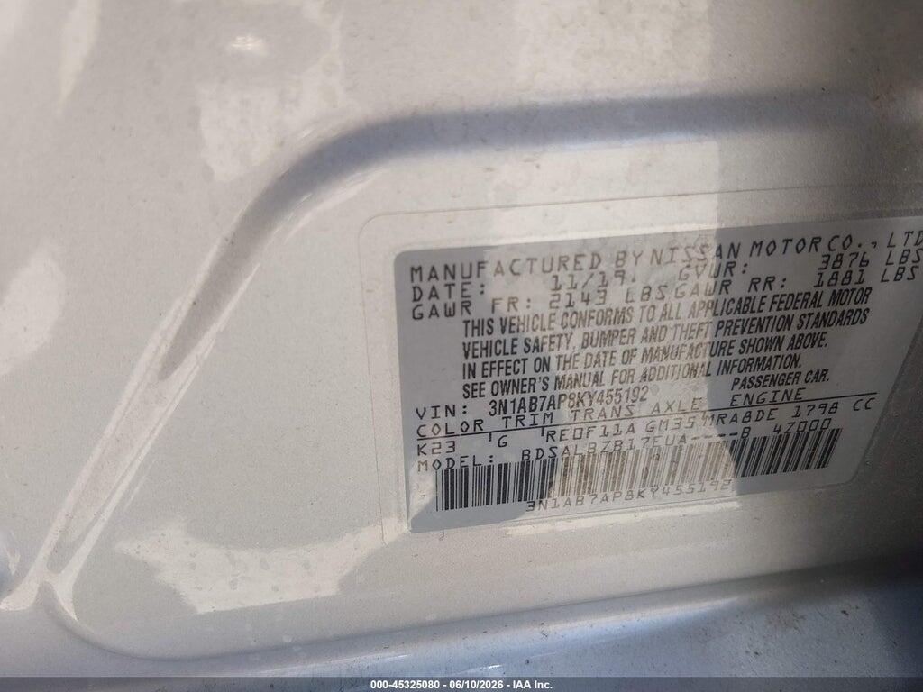 3N1AB7AP8KY455192 2019 NISSAN SENTRA photo no. 9