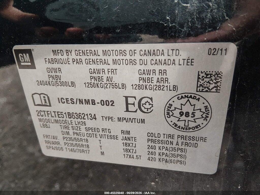 2CTFLTE51B6362134 2011 GMC TERRAIN photo no. 9