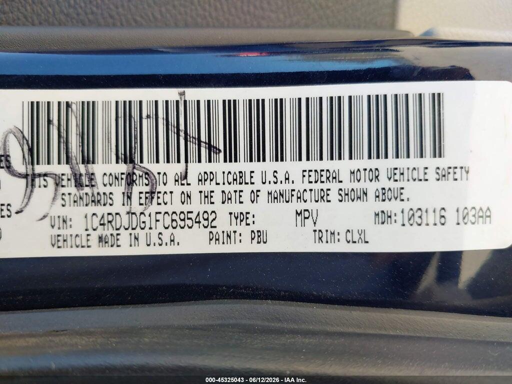 1C4RDJDG1FC695492 2015 DODGE DURANGO photo no. 9