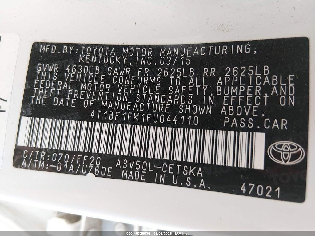 4T1BF1FK1FU044110 2015 TOYOTA CAMRY photo no. 9