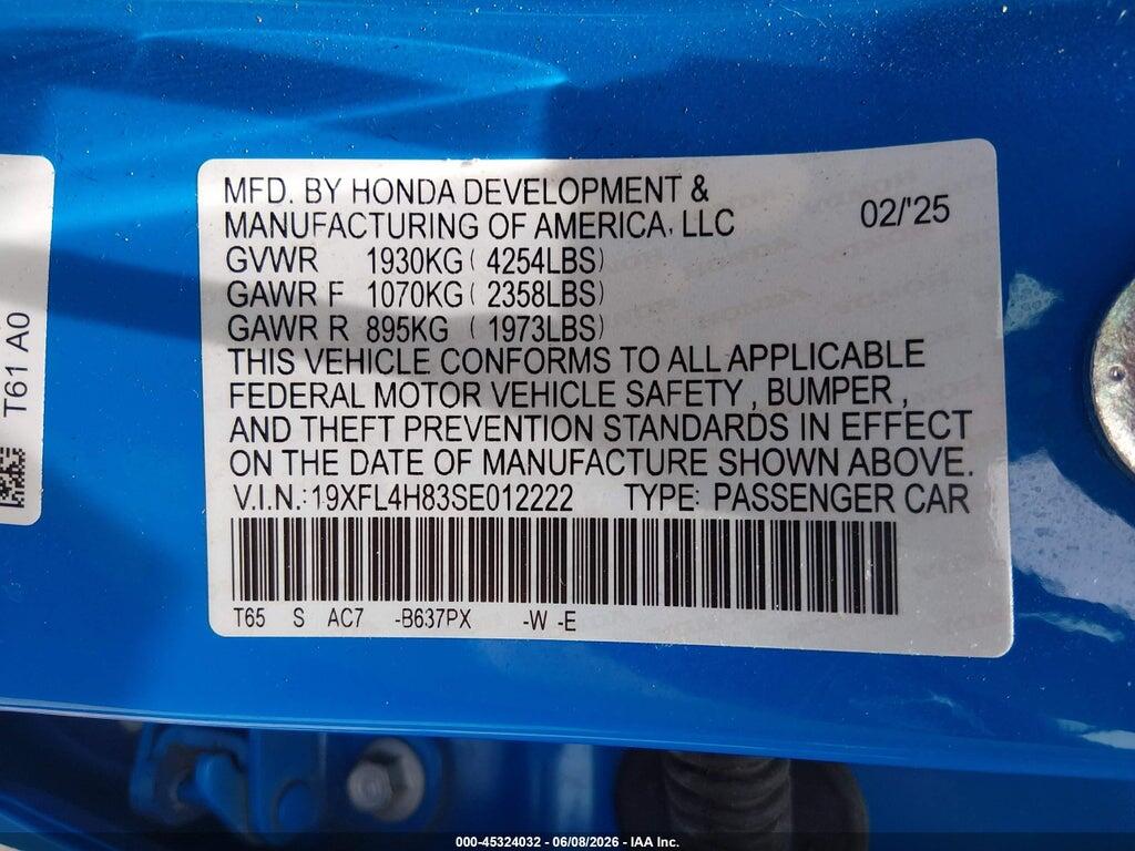 19XFL4H83SE012222 2025 HONDA CIVIC HYBRID photo no. 9
