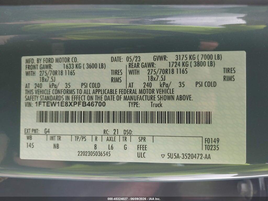 1FTEW1E8XPFB46700 2023 FORD F-150 photo no. 9