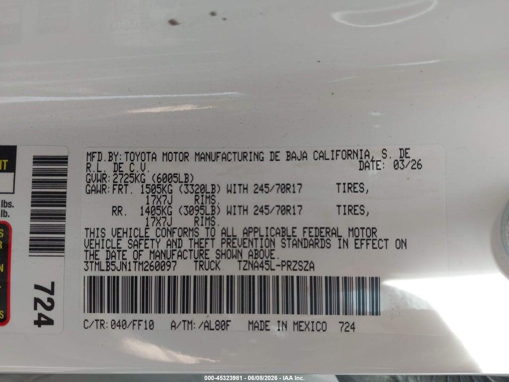 3TMLB5JN1TM260097 2026 TOYOTA TACOMA photo no. 9