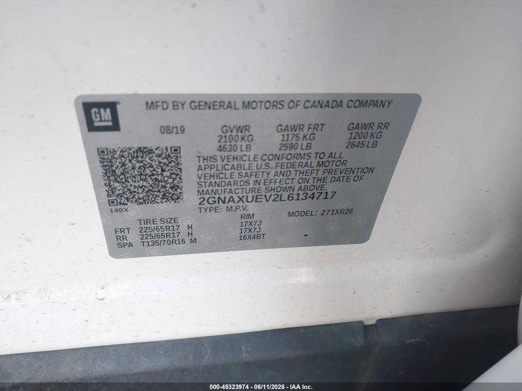 2GNAXUEV2L6134717 2020 CHEVROLET EQUINOX photo no. 9