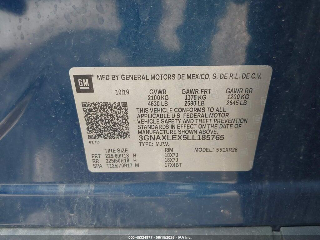 3GNAXLEX5LL185765 2020 CHEVROLET EQUINOX photo no. 9