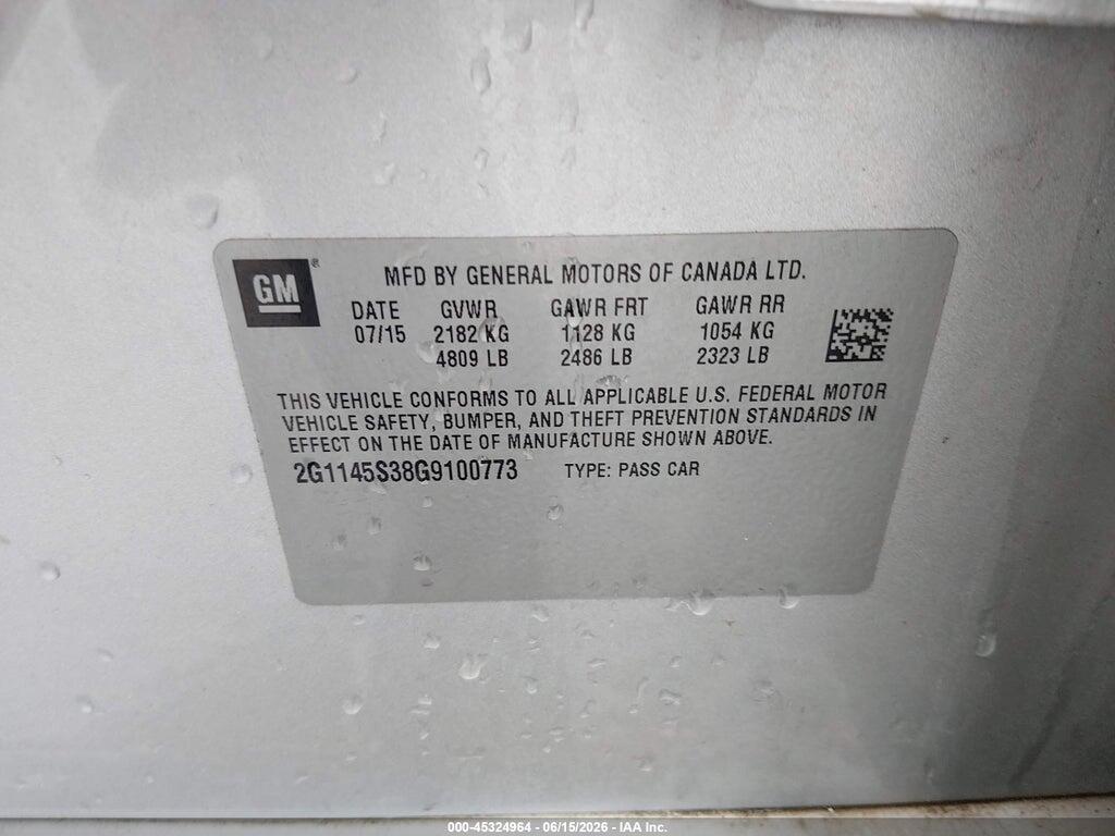 2G1145S38G9100773 2016 CHEVROLET IMPALA photo no. 9