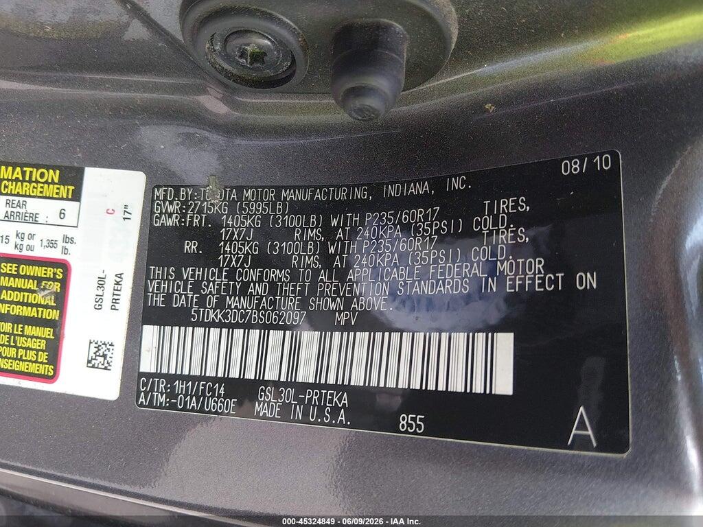 5TDKK3DC7BS062097 2011 TOYOTA SIENNA photo no. 9