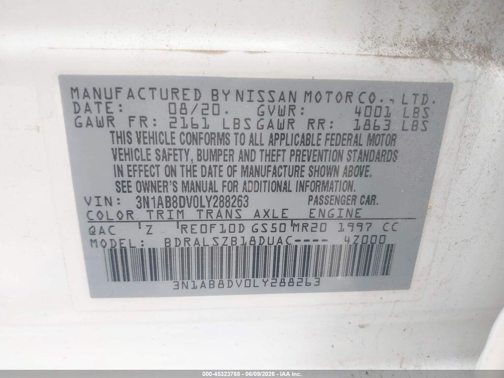 3N1AB8DV0LY288263 2020 NISSAN SENTRA photo no. 9