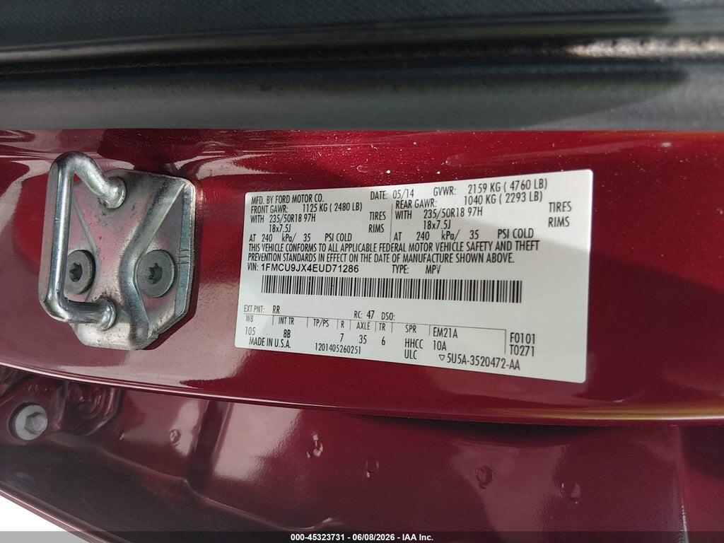 1FMCU9JX4EUD71286 2014 FORD ESCAPE photo no. 9